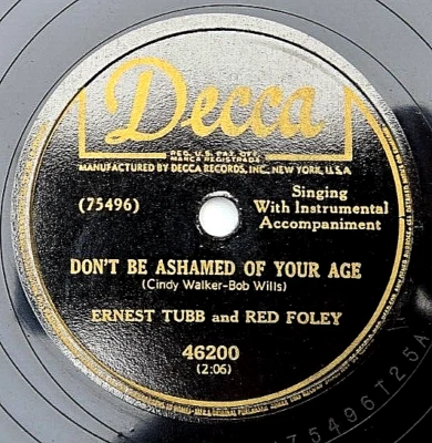 78 RPM Record -Hillbilly-Decca 46200-Red Foley and Ernest Tubb -See Titles Below - Image 1 of 4