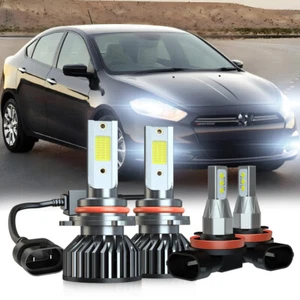 FOR DODGE DART 2013 2014 2015 4PC LED Headlight High/Low + Fog Light Bulbs 6000K - Picture 1 of 15
