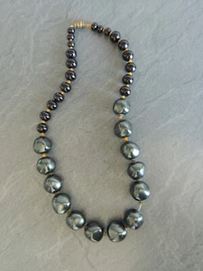 Hermosa Collar Vintage En Piedra Dura Ónix Negro , Años 60 - Imagen 1 de 9