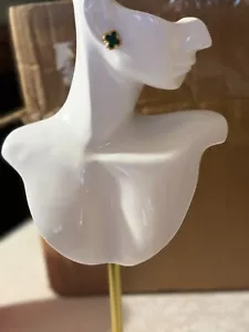 Orecchini a perno donna moda nero verde van onice quadrifoglio eleganti lucidi VC - Foto 1 di 4