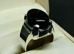 Anello da uomo in argento sterling 925 fatto a mano Khabadi Aqeeq rosso sangue naturale - Foto 1 di 12