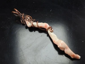 White Coral Natural Rough Stick Wire Wrapping Copper Pendant/65X9X4MM Approx - Picture 1 of 6