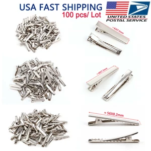 100pcs Alligator Hair Clips Silver Metal Crocodile Bows Barrette 42/46/56/76 mm - Picture 1 of 7