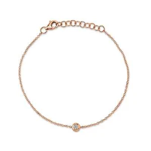 Conjunto de bisel brazalete de diamantes oro rosa de 14 quilates 0,06 quilates redondo natural adultos niños - Imagen 1 de 3
