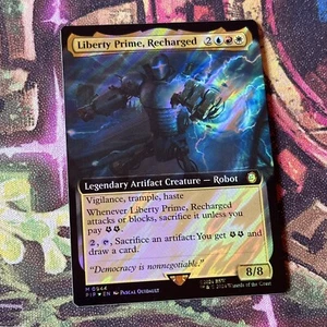 Liberty Prime, Recharged Extended Art Surge Foil, Mtg Single Mythic 0944 NM - Foto 1 di 4