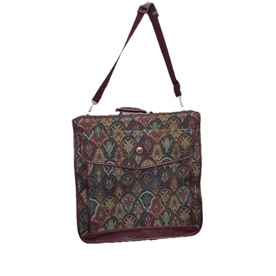 Diane Von Furstenberg Leather Trim Tapestry Garment Bag / W Shoulder Strap VNG - Image 1 of 4