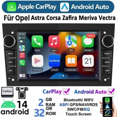 Für Opel Corsa C/D Zafira B Astra G H Android15 Apple Carplay Autoradio GPS NAVI - Bild 1 von 4