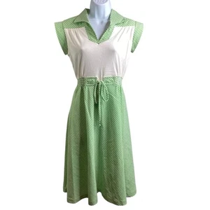 Abito midi vintage anni 70 Sprouts Vicky Vaughn donna verde gingham est. Taglia XS/S - Foto 1 di 11