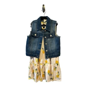 Conjunto de vestido y chaleco vaquero Soho azul limón talla 6X amarillo - Imagen 1 de 10