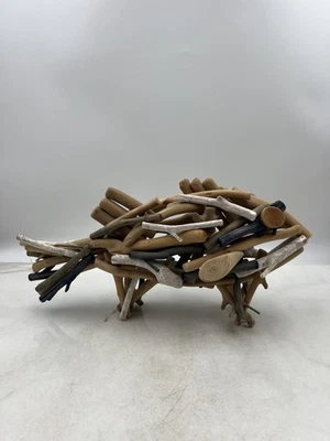 Driftwood Animal Sculpture Figurine Handmade Rustic Coastal Folk Art Boho Decor - Image 1 of 4