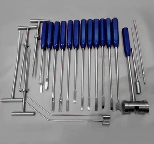 Strumenti Rimozione Cemento Tipo Mueller Titanio Blu Set 22 Pezzi Ortopedici - Foto 1 di 2