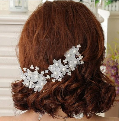 2x Haarnadeln Transparent Blumen Perlen Haarschmuck Braut Hochzeit - Bild 1 von 3