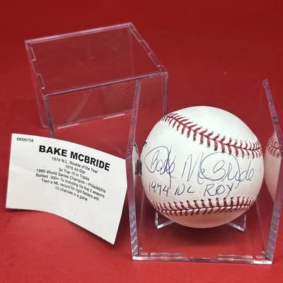 Phillies Legend BAKE MCBRIDE Autographed OML Baseball Tristar Certified - Image 1 of 4