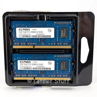 Elpida 2 X 2GB  PC3-10600 Memory Modules For Apple Computer Models - Image 1 of 3