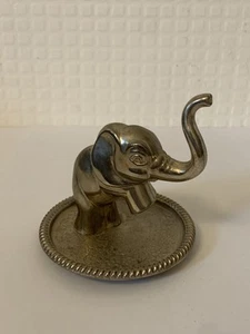 Vintage Seba Silver Plated Elephant Ring Holder 3” High Made in England - Foto 1 di 5