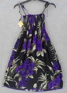 FAVANT SUNDRESS WOMENS ONE SZ BLACK PRPLE GRY SPAGHETTI STRAP SHORT ELASTIC TUBE - Picture 1 of 16