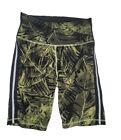 Dkny Womens Sunny Lime Green Palm-Print High-Waist Gym Bike Shorts Size S