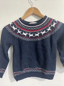 Beebay Blue christmas reindeer  Fair Isle Sweater Girls Size 7-8Y - Picture 1 of 3