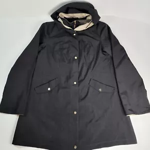 Giacca impermeabile JONES NY donna nera con zip e tasche e cappuccio taglia: M $150 nuova - Foto 1 di 9