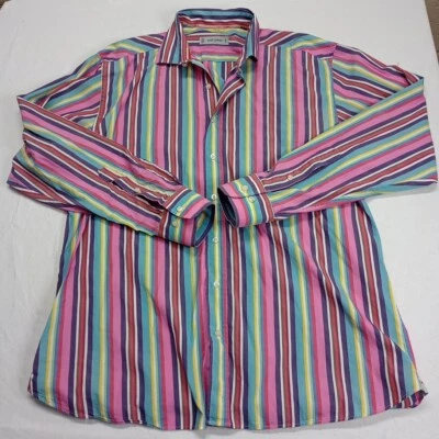 Camisa Scott James Rayas Abotonada Manga Larga 100% Algodón Grande Hecha en Turquía Foto 1 de 4