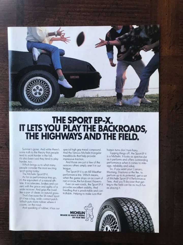 Anuncio impreso original vintage 1987 Michelin Spirt EP-X neumáticos de coche Foto 1 de 1
