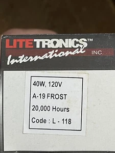 Lite Tronics 20,000 Hour A19 40 Watt Light Bulb Frosted - Picture 1 of 3