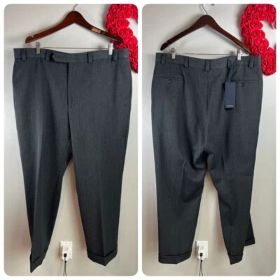 Pantalones de vestir planos delanteros Nautica para hombre 42W 30L lana cachemir gris oscuro Foto 1 de 4