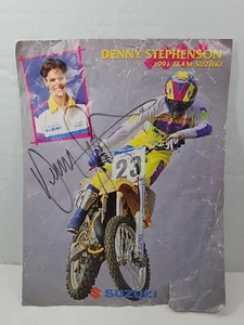 Denny Stephenson Signed Suzuki Racing Poster Motocross Supercross Dirtbike Flaws - Picture 1 of 24