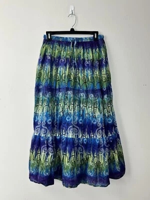 Jane Ashley Peasant Skirt Womens Medium Tiered Pull On Ruffle Boho Fairy Cotton - Image 1 of 4