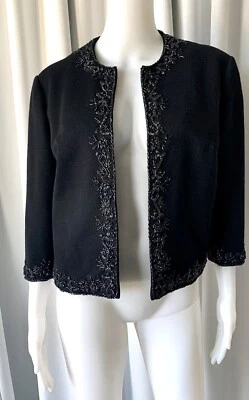 Chaqueta vintage años 60 Mc Mullen tejida negra con cuentas talla UK 14 Foto 1 de 4