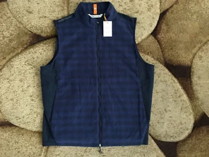 Peter Millar Crown Sport Performance Flannel Vest Mens Medium Plaid Blue NWT - Picture 1 of 9