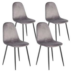 Sedia Poltroncina in Velluto Set 4pz Sedie per Sala da Pranzo Ristorante Grigio - Foto 1 di 7