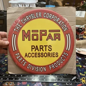 Stamped Metal Sign Mopar Parts Accessories 11" Round Garage Chrysler Dodge - Picture 1 of 3