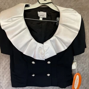 Evenings By Pantafis Womans 9/10 Top Black & White Trim Vintage New With Tags - Picture 1 of 8