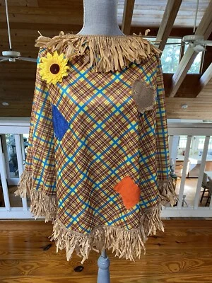 Poncho a Cuadros Dulce Girasol Oz Granja Espantapájaros Capa Halloween Niña Disfraz Foto 1 de 3
