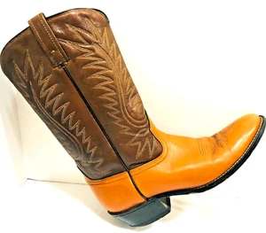 Acme Circle A Mens 9.5D Western Leather Boots USA Cowboy Ringo Tooled Ranch - Picture 1 of 9
