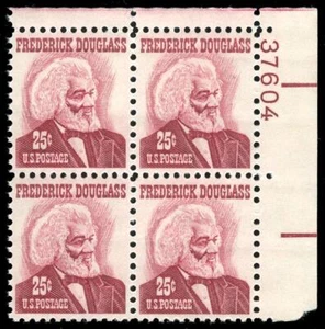 US #1290b 25¢ Douglass PB, XF-SNH, magenta shade, 2 perf separations at top - Picture 1 of 2