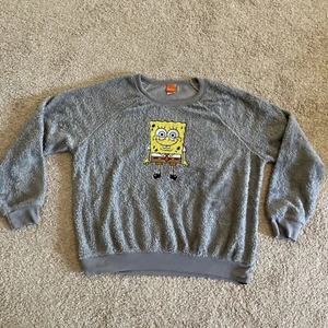 Bob Esponja Pantalones Cuadrados Cara Cuello Redondo Sudadera Top Nickelodeon Talla L Lentejuelas - Imagen 1 de 3