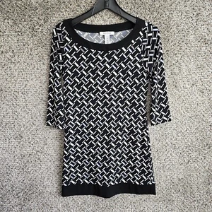 White House Black Market Dress Womens XS Blue Geometric Print Mini Shift Ladies - Picture 1 of 7