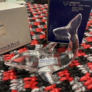 VILLEROY & BOCH Crystal DOLPHIN 5-1/2” Long, 4” Tall, VINTAGE, New In Box - Picture 1 of 6