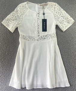 NWT For Love & Lemons Women's Lace Trim Short Sleeve Ivory Dress Size M - Picture 1 of 9