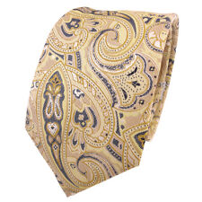 schmale TigerTie Designer Krawatte in braun gold blau schwarz Paisley gemustert