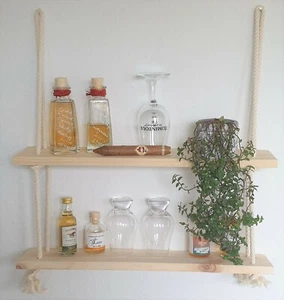 2er Paletten Regal Hängeregal Holzregal Board Wandregal Gewürze Blumen natur - Bild 1 von 2