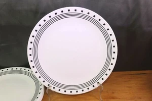 4 Corelle Black & White CITY BLOCK 10 1/4 " DINNER PLATES White Black Squares  - Picture 1 of 3