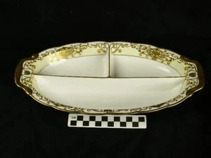 Noritake 175 White and Gold Christmas Ball 3 Part Sectional Relish Tray Dish HH - Picture 1 of 7