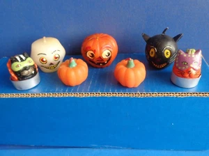 GRUPPE VON 7 VINTAGE HALLOWEEN KERZEN - GEIST LÄCHELNDE KATZE JOL KÜRBISSE - Bild 1 von 4