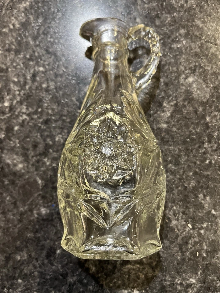 Vintage crystal  Anchor Hocking Star of David Vinegar Cruet Vase Pour Bottle  F3 - Image 1 of 1