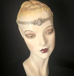 Aleta decorativa de diamantes de imitación de la década de 1920, diadema, tocado o gargantilla, dorado, nupcial - Imagen 1 de 6