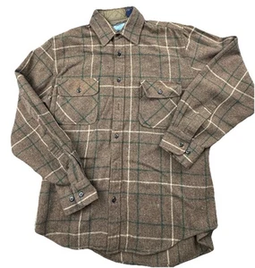 Vintage Fieldmaster Shirt Men Medium Brown Plaid Flannel Wool Blend Work Outdoor - Picture 1 of 14