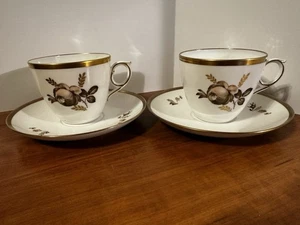 Royal Copenhagen Brown Rose 688 Flat cup 9070 and Saucer Bone China Vintage 1950 - Picture 1 of 9